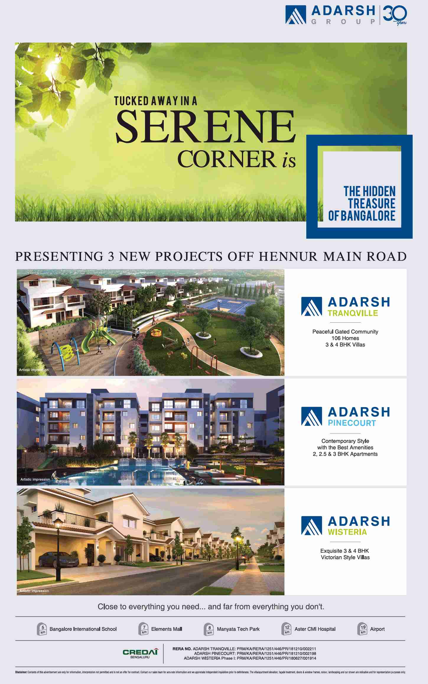 Invest in properties by Adarsh Developers in Bangalore